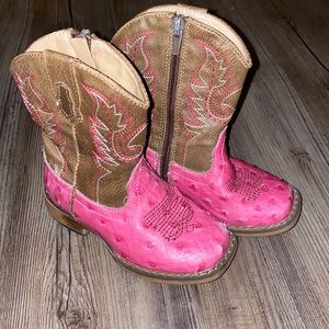 Toddler size 7  Pink Roper Boots Ostrich leather